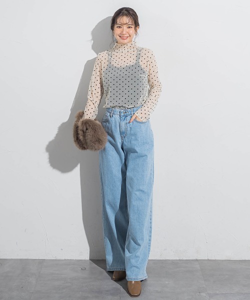 VICKY（ビッキー）の「ドットフロッキーチュールモックネック