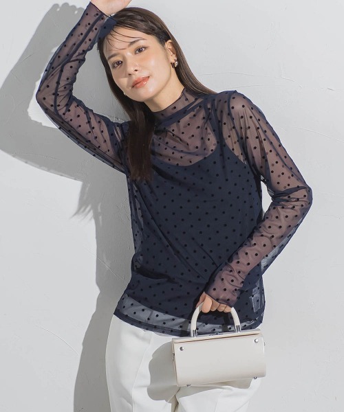VICKY / ビッキー ドットフロッキーチュールモックネック≪手洗い可能≫ ドットフロッキーチュールモックネック≪手洗い可能≫ | VICKY