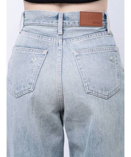 EVRIS（エヴリス）の「ダメージワイドデニムパンツ（デニムパンツ・レディース・インディゴブルー/ブルー・SMALL/MEDIUM）」の6枚目の写真