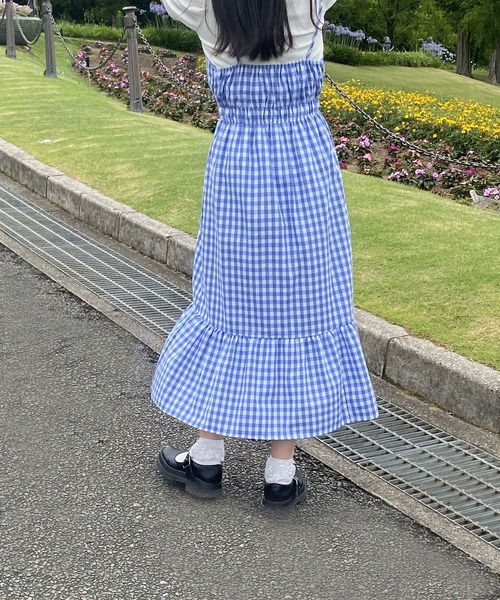 merrylatte（メリーラテ）の「フレンチガーリーギンガムワンピース（ワンピース・レディース・ブルー/ブラック・FREE）」の18枚目の写真