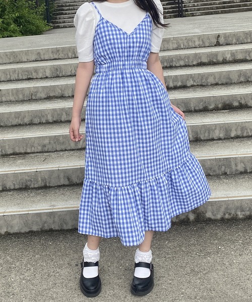 merrylatte（メリーラテ）の「フレンチガーリーギンガムワンピース（ワンピース・レディース・ブルー/ブラック・FREE）」の19枚目の写真