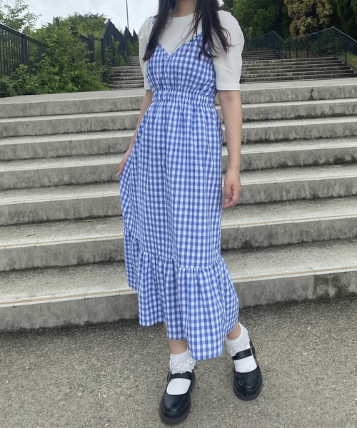 merrylatte（メリーラテ）の「フレンチガーリーギンガムワンピース（ワンピース・レディース・ブルー/ブラック・FREE）」の9枚目の写真