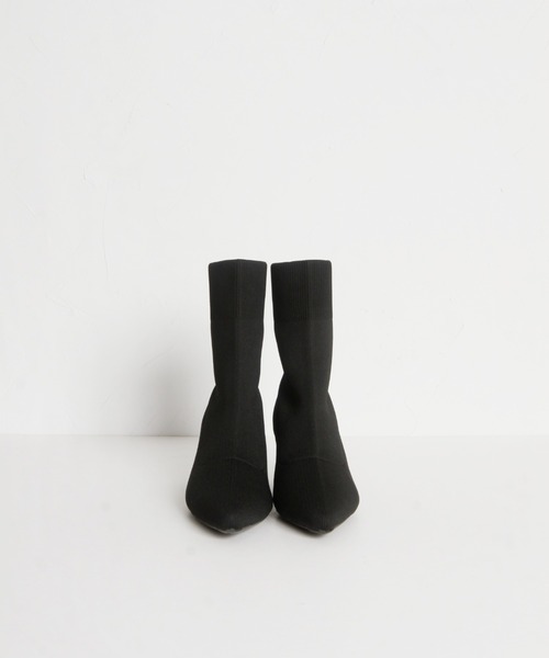 ポインテッドトゥニットショートブーツ（ブーツ）｜tocco closet（トッコ クローゼット）