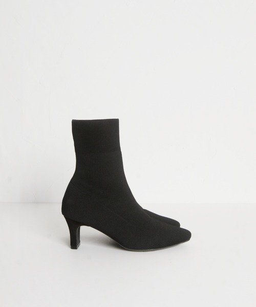 ポインテッドトゥニットショートブーツ（ブーツ）｜tocco closet（トッコ クローゼット）