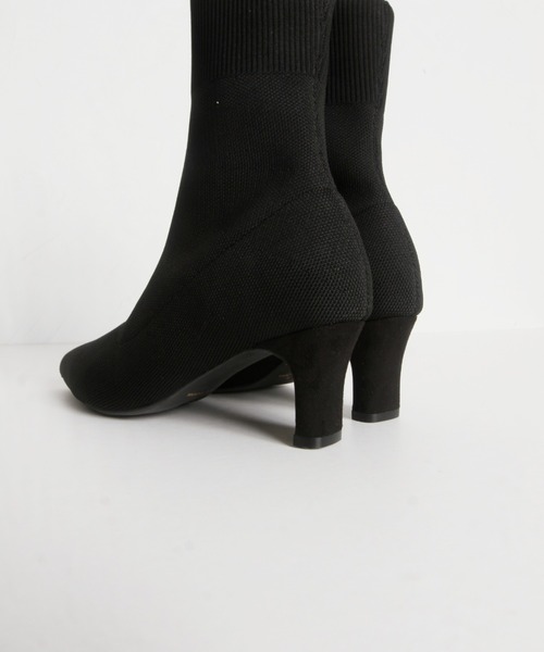 ポインテッドトゥニットショートブーツ（ブーツ）｜tocco closet（トッコ クローゼット）