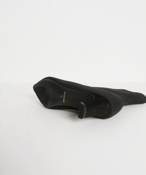 ポインテッドトゥニットショートブーツ（ブーツ）｜tocco closet（トッコ クローゼット）