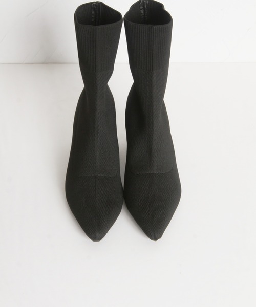 ポインテッドトゥニットショートブーツ（ブーツ）｜tocco closet（トッコ クローゼット）