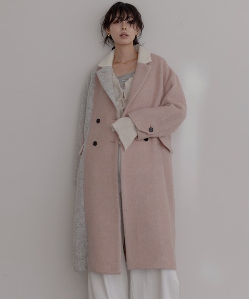 ミックスシャギー配色ロングコート（その他アウター）｜Eimee