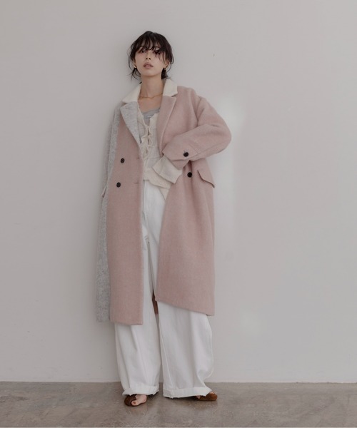 ミックスシャギー配色ロングコート Eimee Law│Eimee Law