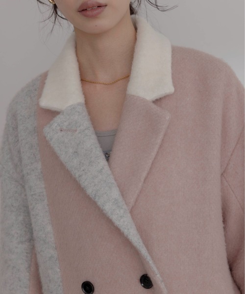 ミックスシャギー配色ロングコート Eimee Law│Eimee Law