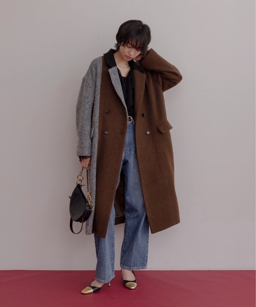 ミックスシャギー配色ロングコート Eimee Law│Eimee Law