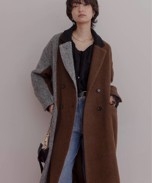 ミックスシャギー配色ロングコート Eimee Law│Eimee Law