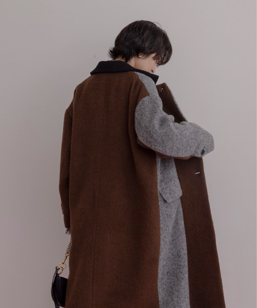 ミックスシャギー配色ロングコート Eimee Law│Eimee Law