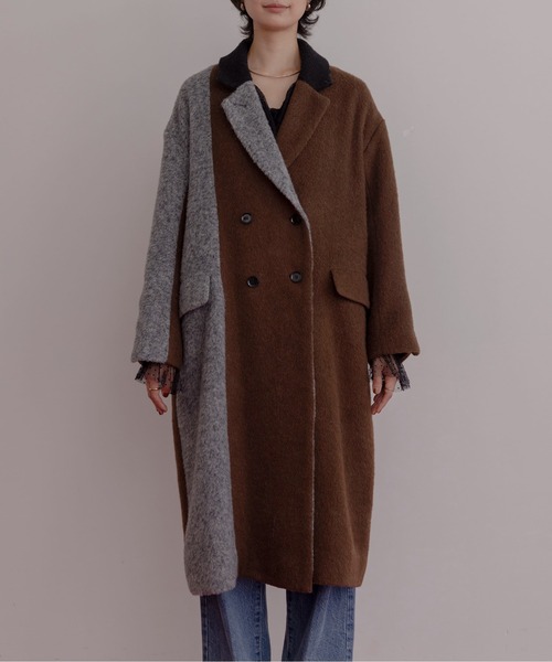 ミックスシャギー配色ロングコート Eimee Law│Eimee Law