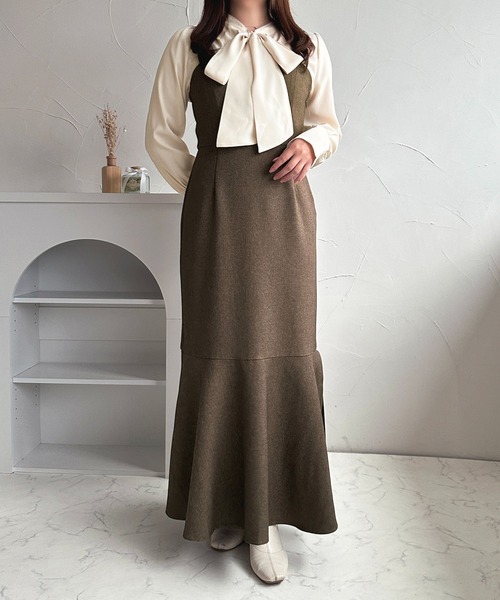 apres jour マーメイドキャミワンピース ブラウン セール】スリットマーメイドキャミワンピース【ZOZOTOWN限定