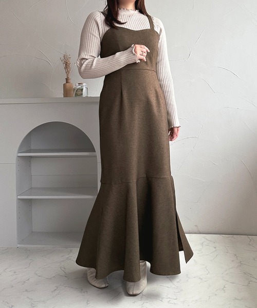 apres jour マーメイドキャミワンピース ブラウン apres jour（アプレジュール）の「スリットマーメイドキャミワンピース