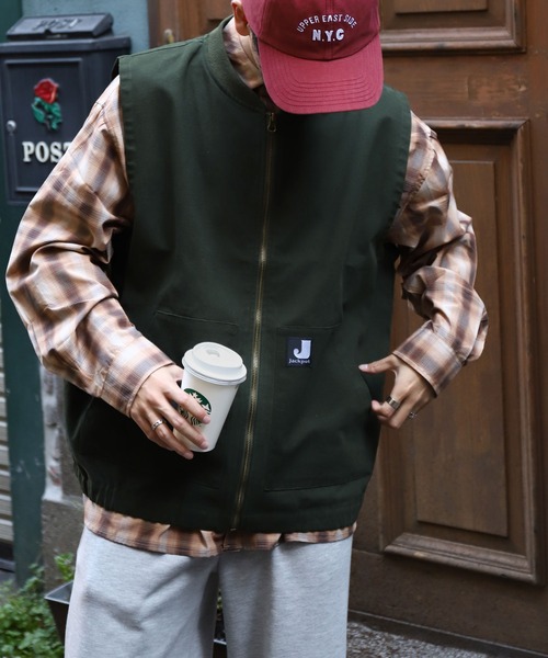 ZIP FIVE（ジップファイブ）の「【ZIP FIVE】 ピスネーム ルーズシルエット ダック ワークベスト（ベスト・メンズ・グレー/ネイビー/カーキ・MEDIUM/LARGE）」の7枚目の写真