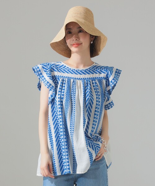 【別注】Devotion TWINS / ブルー ジャカード ブラウス