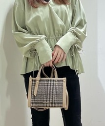 チェック横型ショルダーバッグ