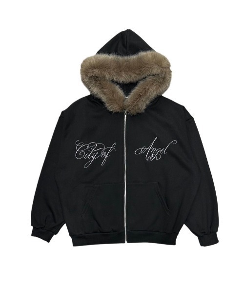 XU（エックスユー）の「【Never mind the XU】fur hoodie / 【ネバーマインド ザ エックスユー】ファージップパーカー  <着用動画あり>（パーカー・レディース・グレー/ブラック・ONE SIZE）」の11枚目の写真