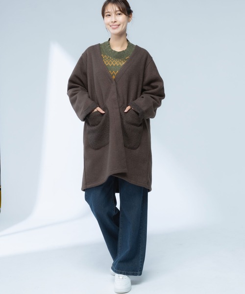 AnNet(アネット)の「切替ポケット ノーカラー ミドルコート(ノーカラーコート・レディース・ブラック/ブラウン・3L/4L/5L)」の16枚目の写真