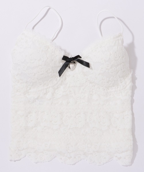 Lace Ladies(レースレディース)の「花柄 レース バック シャーリング カップ付き キャミソール(キャミソール・レディース・ブラック/アイボリー/ホワイト・FREE)」の12枚目の写真