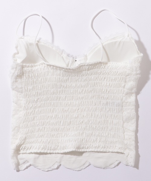 Lace Ladies(レースレディース)の「花柄 レース バック シャーリング カップ付き キャミソール(キャミソール・レディース・ブラック/アイボリー/ホワイト・FREE)」の11枚目の写真