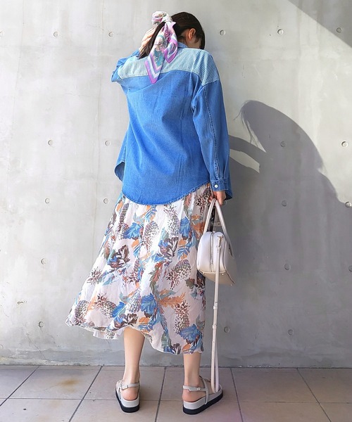 Q（キュー）の「シルク混パネルスカーフ（バンダナ/スカーフ・レディース・ブルー系その他/レッド系その他・ONE SIZE）」の14枚目の写真