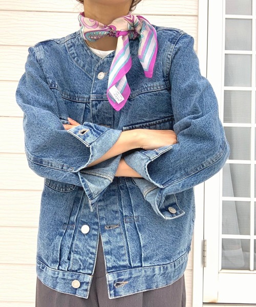 Q（キュー）の「シルク混パネルスカーフ（バンダナ/スカーフ・レディース・ブルー系その他/レッド系その他・ONE SIZE）」の11枚目の写真