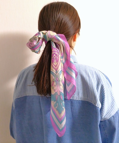 Q（キュー）の「シルク混パネルスカーフ（バンダナ/スカーフ・レディース・ブルー系その他/レッド系その他・ONE SIZE）」の15枚目の写真