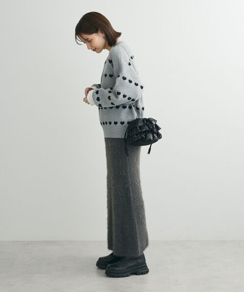 Petit fleur(プチフルール)の「・Petit Fleur シャギーニットスカート(スカート・レディース・チャコールグレー/アイボリー/ブラック・FREE)」の5枚目の写真