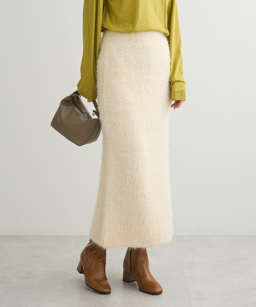 Petit fleur(プチフルール)の「・Petit Fleur シャギーニットスカート(スカート・レディース・チャコールグレー/アイボリー/ブラック・FREE)」の1枚目の写真