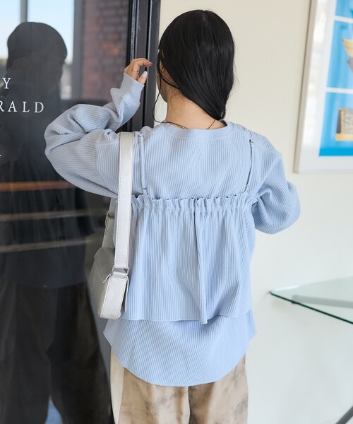 FREAK'S STORE(フリークスストア)の「【セットアイテム】ワッフル ロンTビスチェセット(Tシャツ/カットソー・レディース・オフホワイト/ブラック/サックスブルー/グレー・フリ-)」の8枚目の写真