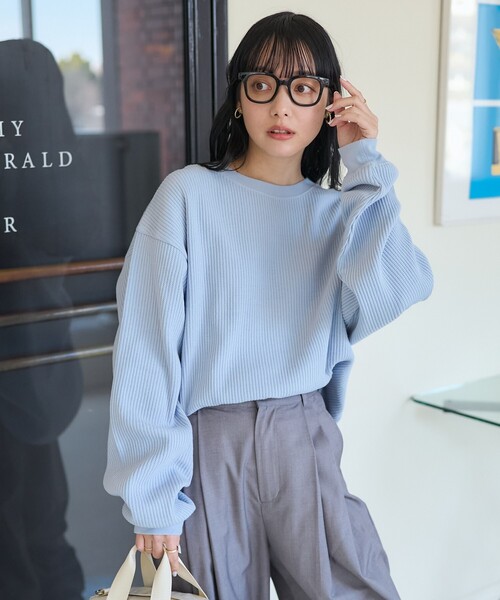 FREAK'S STORE(フリークスストア)の「【セットアイテム】ワッフル ロンTビスチェセット(Tシャツ/カットソー・レディース・オフホワイト/ブラック/サックスブルー/グレー・フリ-)」の12枚目の写真