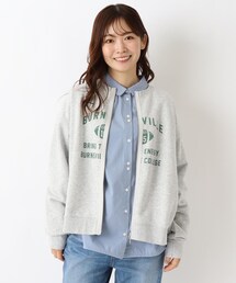 裏毛 カレッジ風 ロゴプリントカーディガン