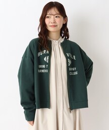 裏毛 カレッジ風 ロゴプリントカーディガン