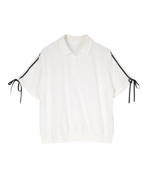 miette(ミエット)の「配色リボンパイルトップス(Tシャツ/カットソー・レディース・ライトイエロー/ホワイト/ネイビー・FREE)」の4枚目の写真