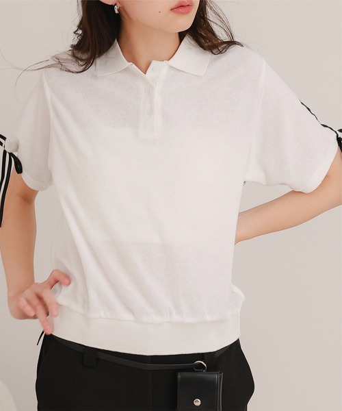 miette(ミエット)の「配色リボンパイルトップス(Tシャツ/カットソー・レディース・ライトイエロー/ホワイト/ネイビー・FREE)」の17枚目の写真