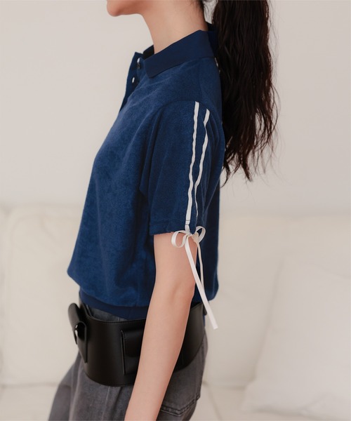 miette(ミエット)の「配色リボンパイルトップス(Tシャツ/カットソー・レディース・ライトイエロー/ホワイト/ネイビー・FREE)」の13枚目の写真