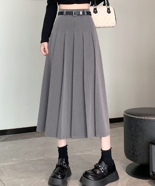 Teem Store(チームストア)の「【ベルト付】タックプリーツロングスカート(スカート・レディース・ブラック/グレー・S/M/L)」の21枚目の写真
