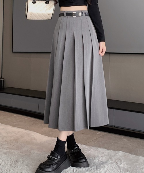 Teem Store(チームストア)の「【ベルト付】タックプリーツロングスカート(スカート・レディース・ブラック/グレー・S/M/L)」の22枚目の写真