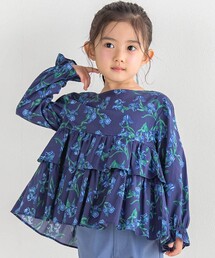 BeBe | 【お揃い】【リバティプリント】【日本製】フレンチ・アイリスティアードフリルブラウス(90~150cm)(シャツ/ブラウス)