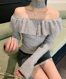 2WAYオフショルリブニットトップス