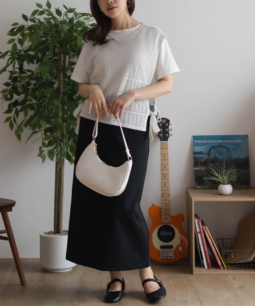 NAVY(ネイビー)の「NAVY サイドリボンニットアンサンブル(アンサンブル・レディース・ネイビー系1/ライトグレー系1/ベージュ系1・M/L)」の4枚目の写真