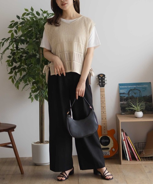 NAVY(ネイビー)の「NAVY サイドリボンニットアンサンブル(アンサンブル・レディース・ネイビー系1/ライトグレー系1/ベージュ系1・M/L)」の8枚目の写真
