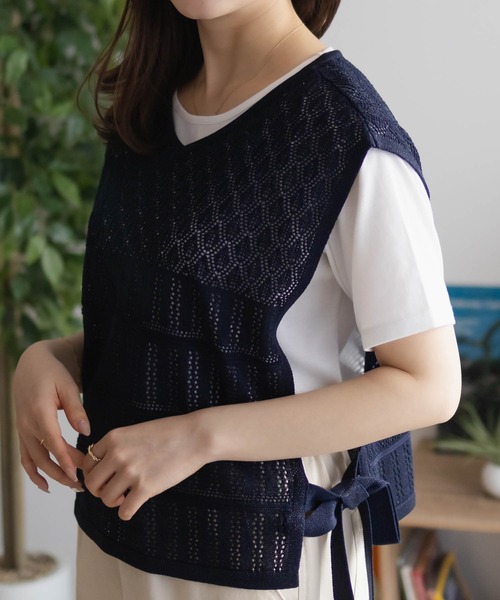 NAVY(ネイビー)の「NAVY サイドリボンニットアンサンブル(アンサンブル・レディース・ネイビー系1/ライトグレー系1/ベージュ系1・M/L)」の13枚目の写真