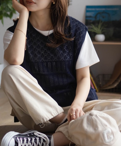 NAVY(ネイビー)の「NAVY サイドリボンニットアンサンブル(アンサンブル・レディース・ネイビー系1/ライトグレー系1/ベージュ系1・M/L)」の15枚目の写真