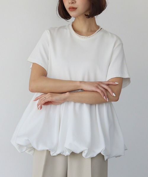 ELFRANK(エルフランク)の「バルーン切替カットソー(Tシャツ/カットソー・レディース・オフホワイト/ブラック・FREE)」の10枚目の写真