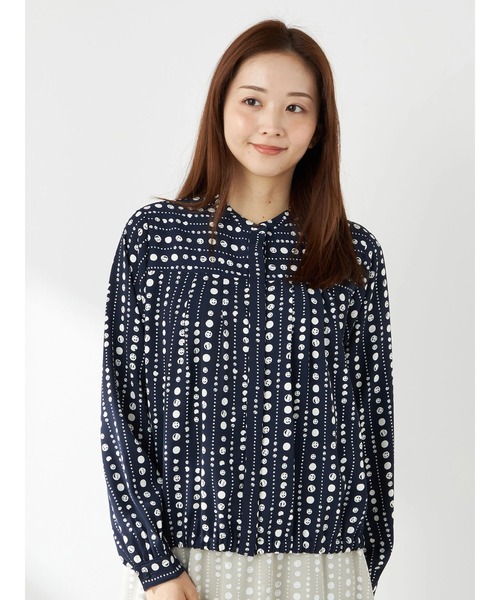 McGREGOR(マックレガー)の「ドットプリントブラウス(シャツ/ブラウス・レディース・ネイビー/サンドベージュ・L/M)」の2枚目の写真