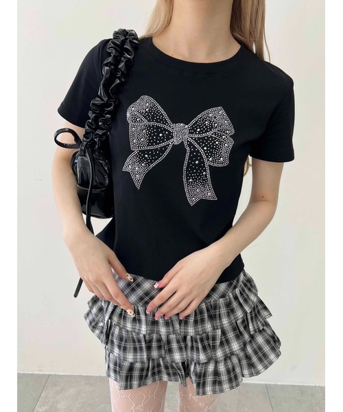 PHILLY（フィリー）の「【プチプラ\2199★】リボンストーンロゴTシャツ（Tシャツ/カットソー・レディース・ホワイト/ブラック・FREE）」の2枚目の写真